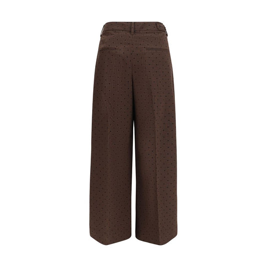 Ganni Brown Elastane Casual Pants
