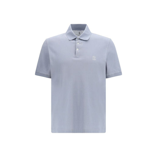 Brunello Cucinelli Blue Cotton Polo Shirt