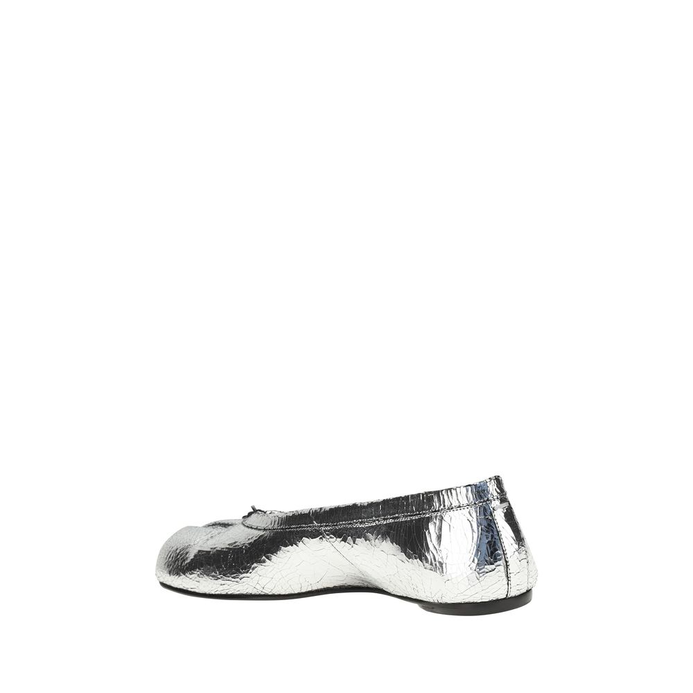 Maison Margiela Silver Calf Leather Bos Taurus Ballet Flats