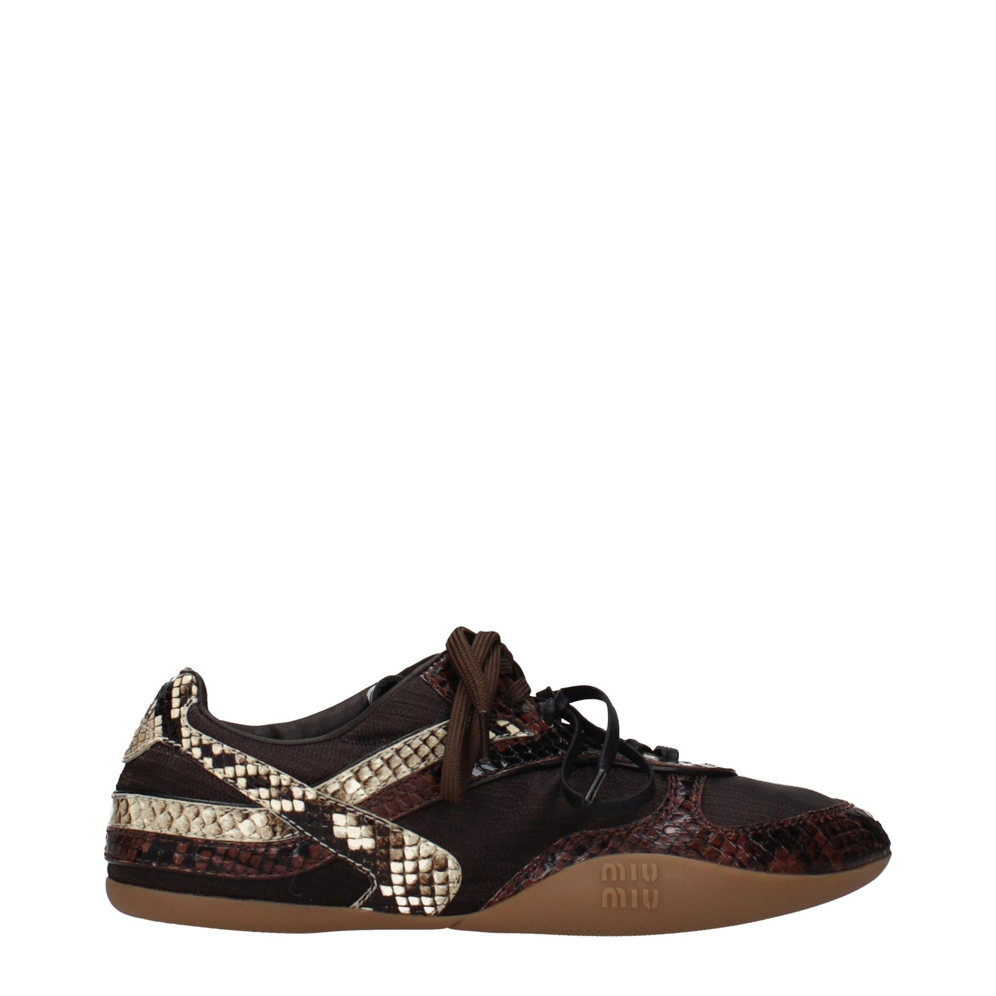 Miu Miu Brown Fabric Low Top Sneakers