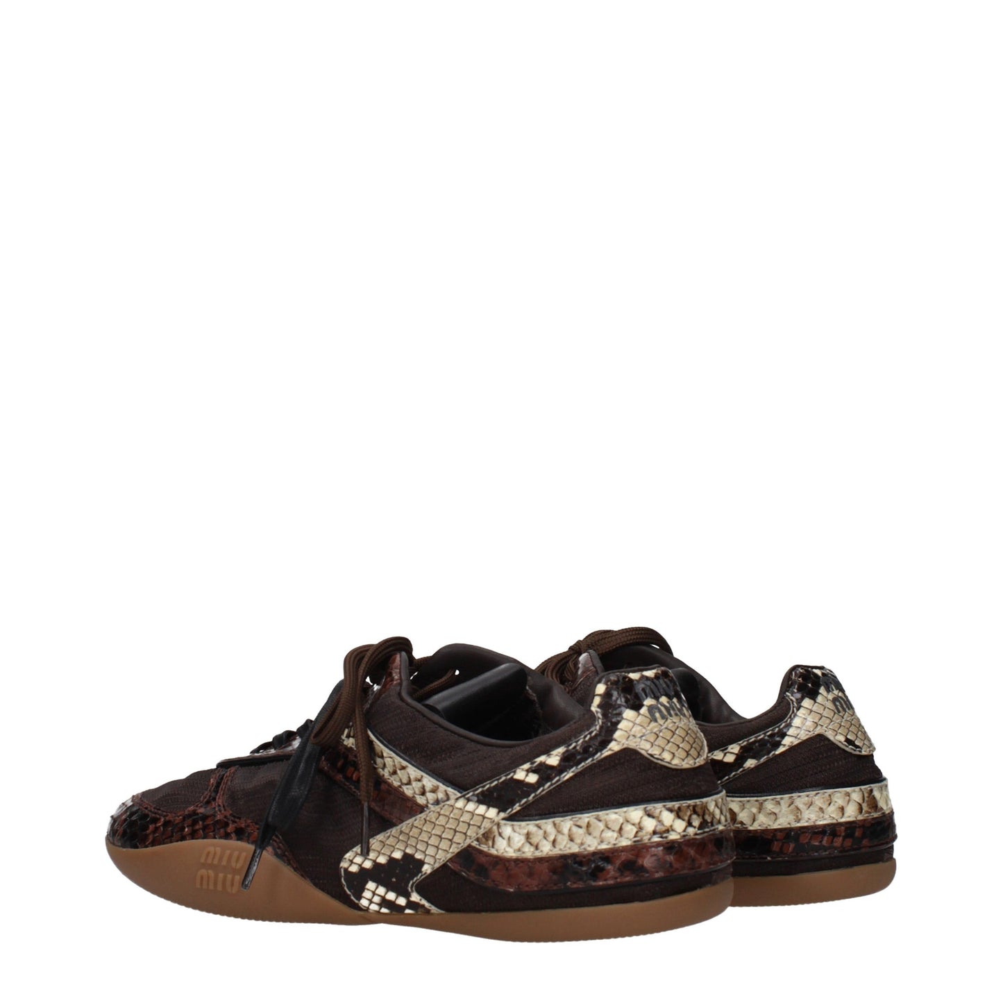 Miu Miu Brown Fabric Low Top Sneakers