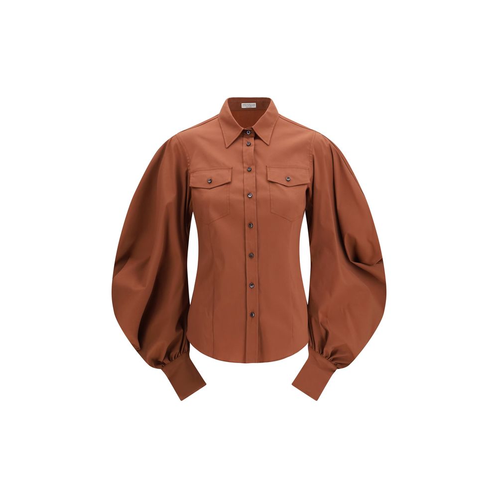 Brunello Cucinelli Brown Cotton Blouse