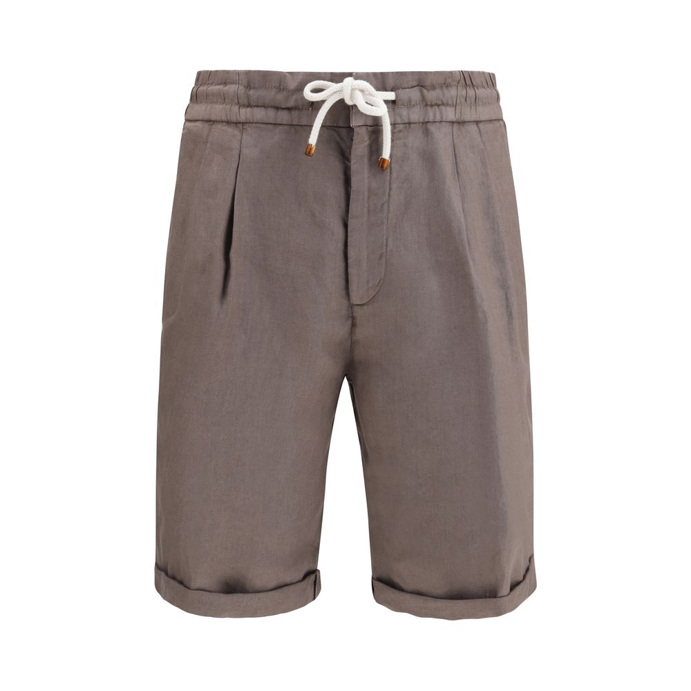 Brunello Cucinelli Brown Linen Bermuda Shorts