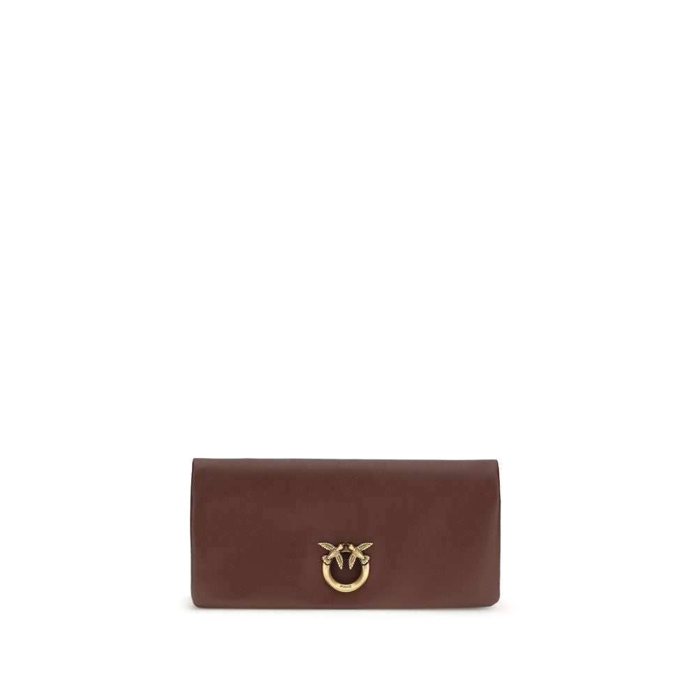 PINKO Bordeaux Calf Leather Bos Taurus Clutch Bag