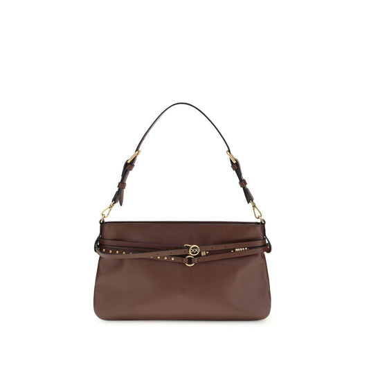 PINKO Brown Calf Leather Bos Taurus Shoulder Bag
