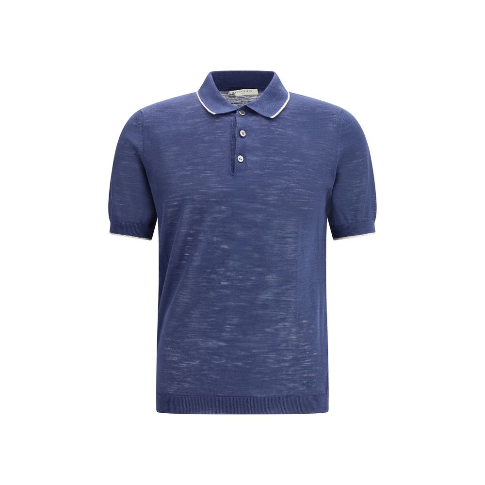 Brooksfield Blue Linen Polo Shirt