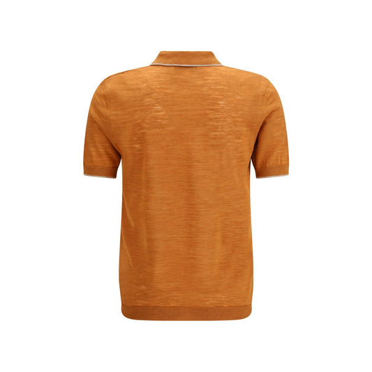 Brooksfield Orange Linen Polo Shirt
