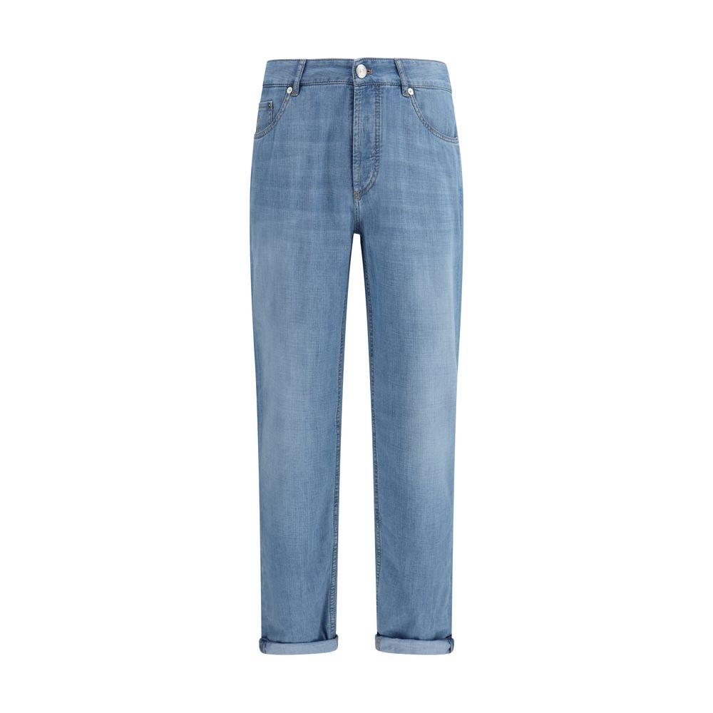 Brunello Cucinelli Blue Cotton Relaxed Fit Jeans