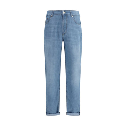 Brunello Cucinelli Blue Cotton Relaxed Fit Jeans