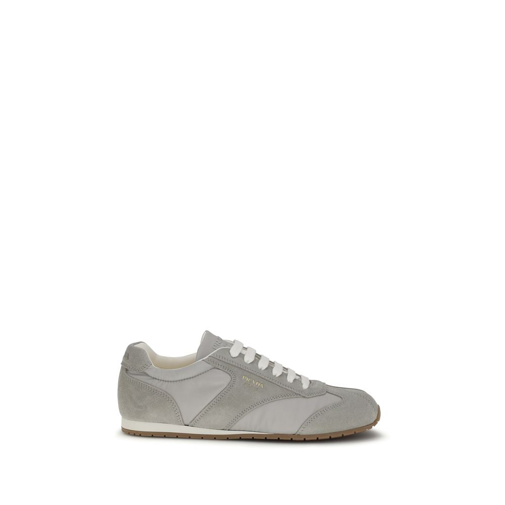 Prada Gray Calf Leather Bos Taurus Low Top Sneakers