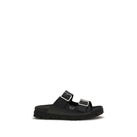Prada Black Calf Leather Bos Taurus Sandals