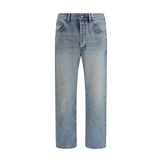 Saint Laurent Blue Cotton Straight-Leg Jeans