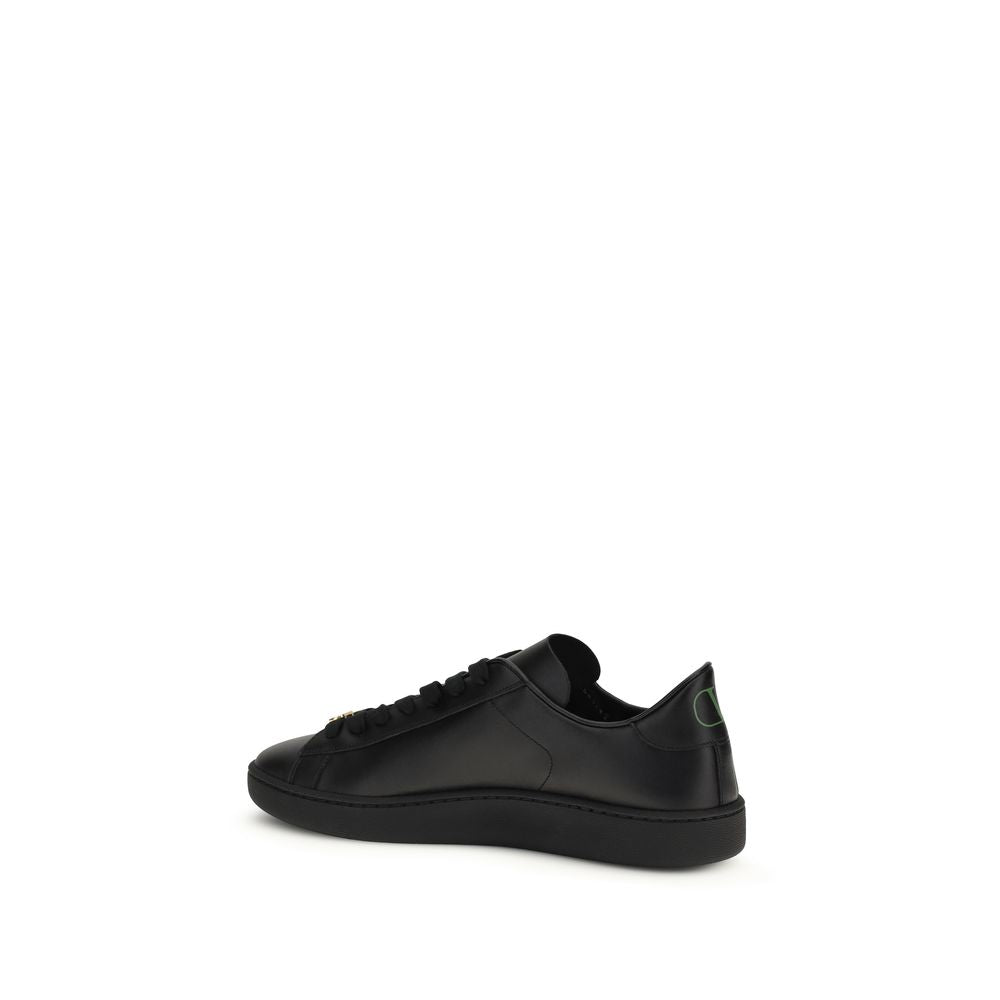 Valentino Garavani Black Calf Leather Bos Taurus Sneakers