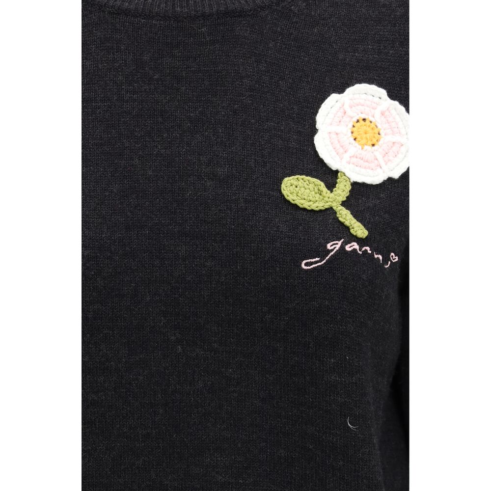 Ganni Gray Merino Wool Sweatshirt