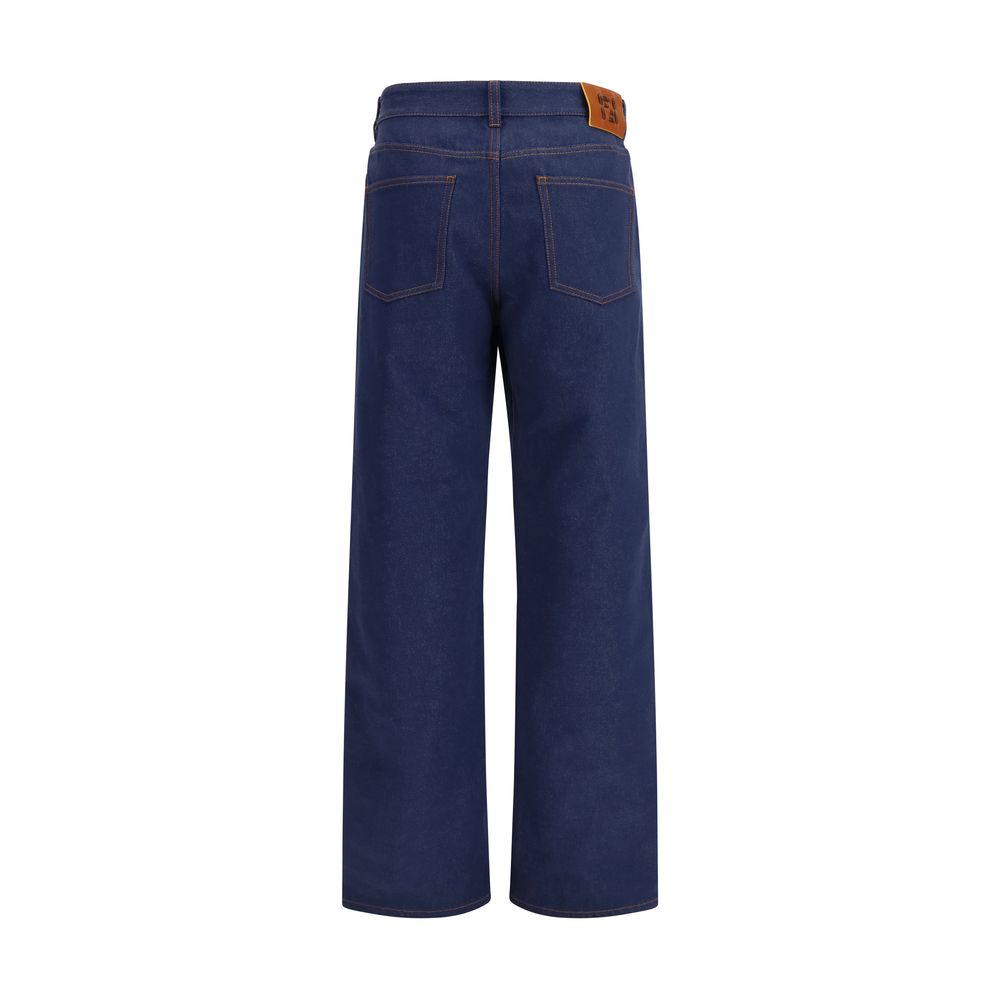 Fendi Blue Cotton Straight-Leg Jeans