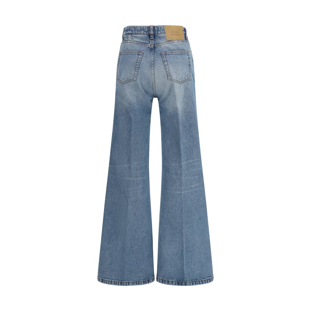 Ami Paris Blue Cotton Flared Jeans