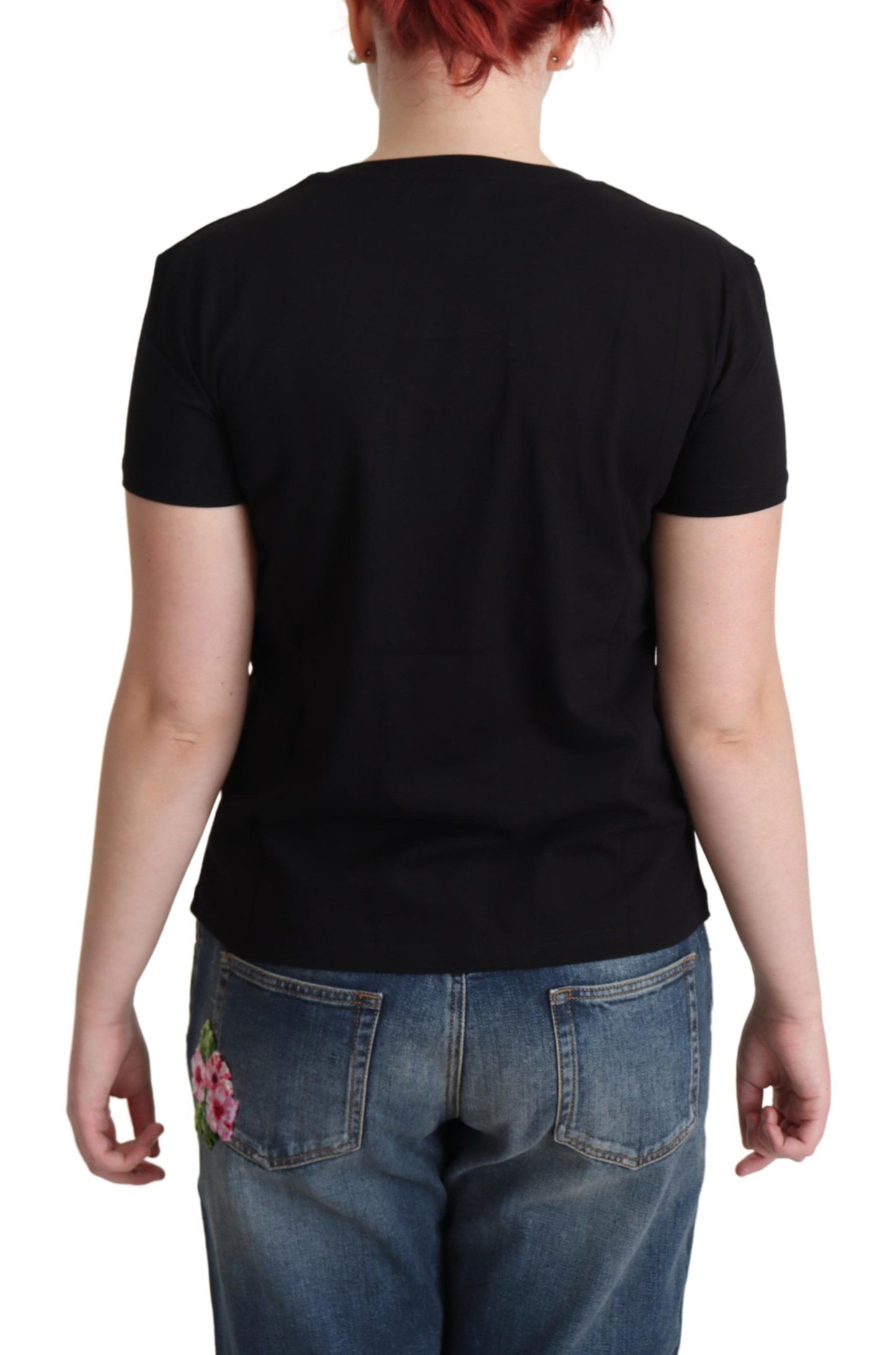 Moschino Black Cotton Sunny Milano Print T-shirt