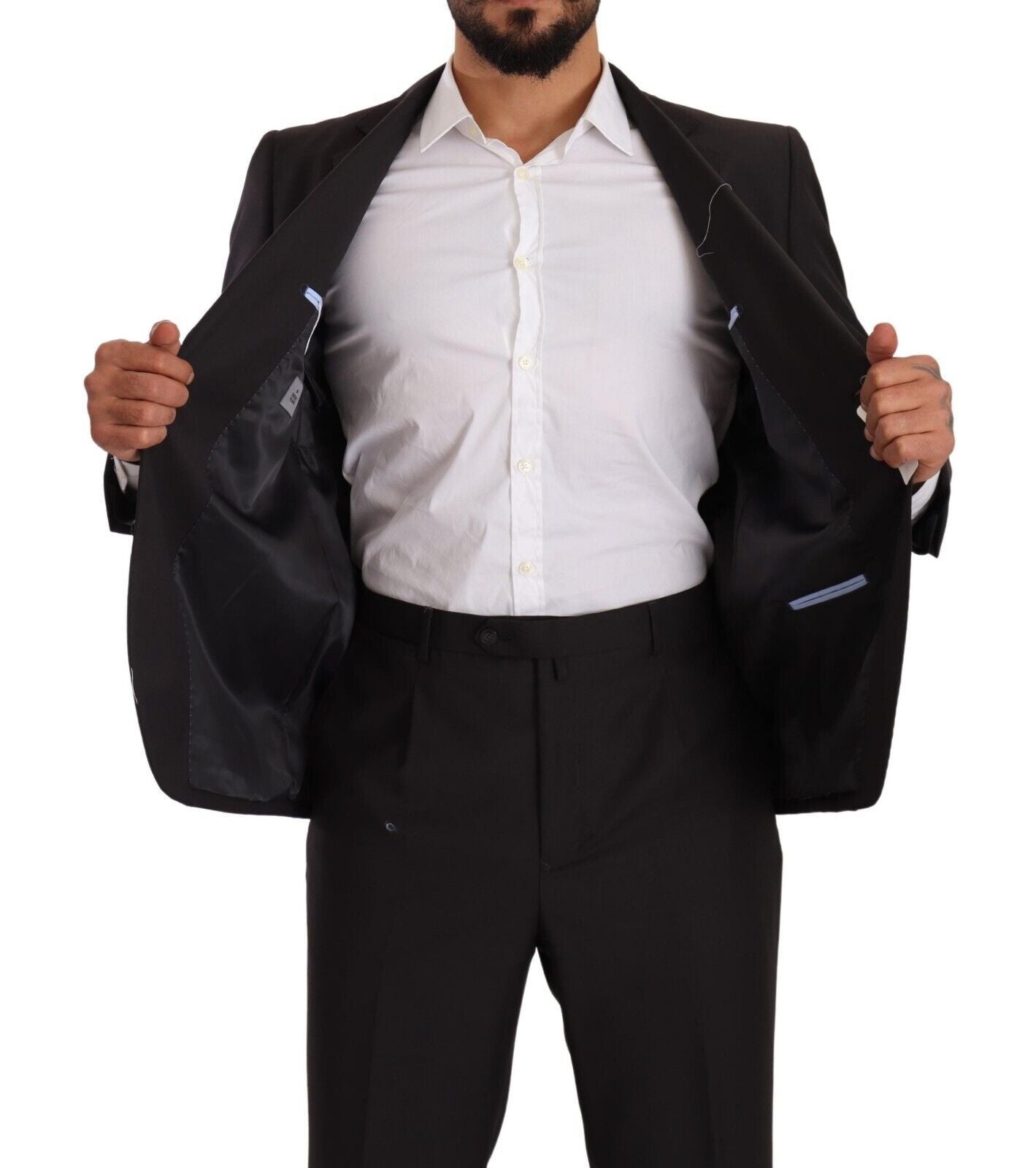 Domenico Tagliente Gray Polyester Single Breasted Formal Suit