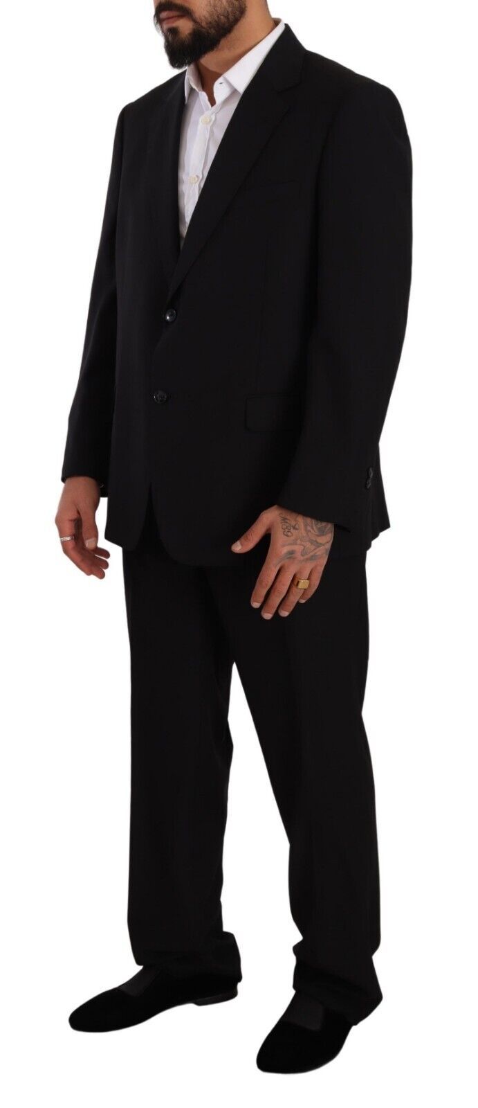 Domenico Tagliente Black Polyester Single Breasted Formal Suit