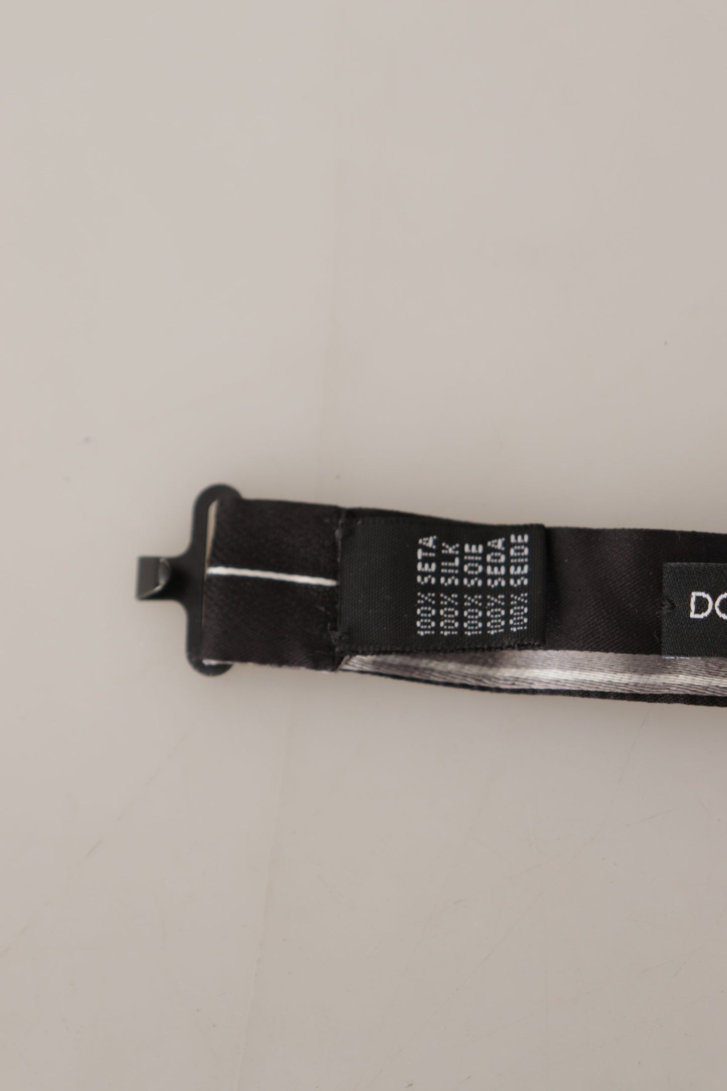 Dolce & Gabbana Black Grey Lining 100% Silk Neck Papillon Tie