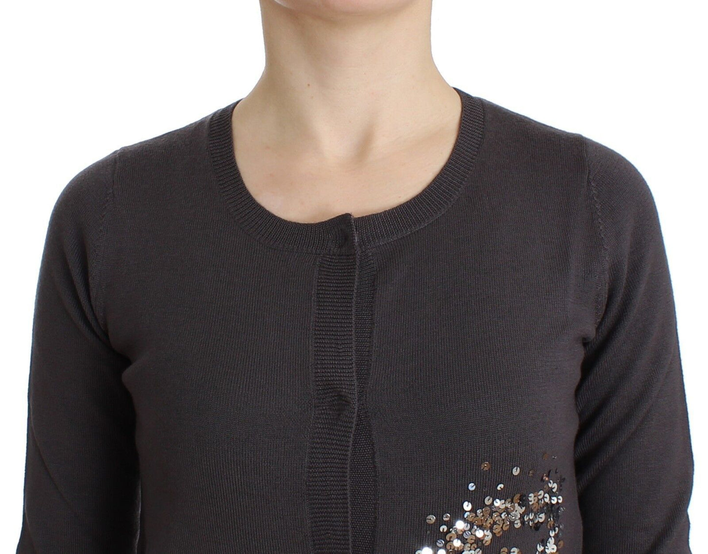 John Galliano Purple Wool Sequined Cardigan Knit Sweater