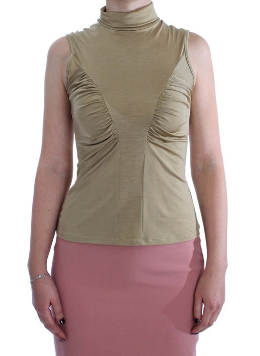 Exte Gold Nylon Turtleneck Top Blouse