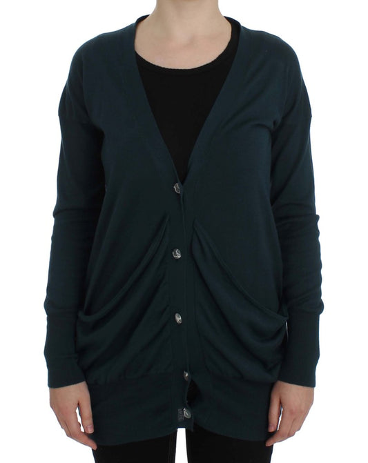 PINK MEMORIES Green Button Down Cardigan Sweater