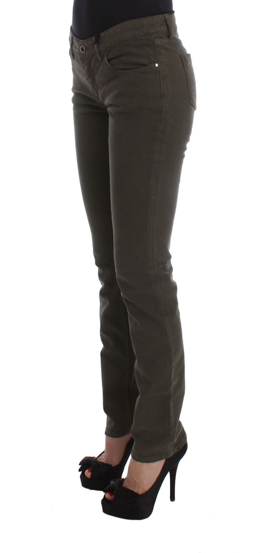 Costume National Green Cotton Blend Slim Fit Jeans