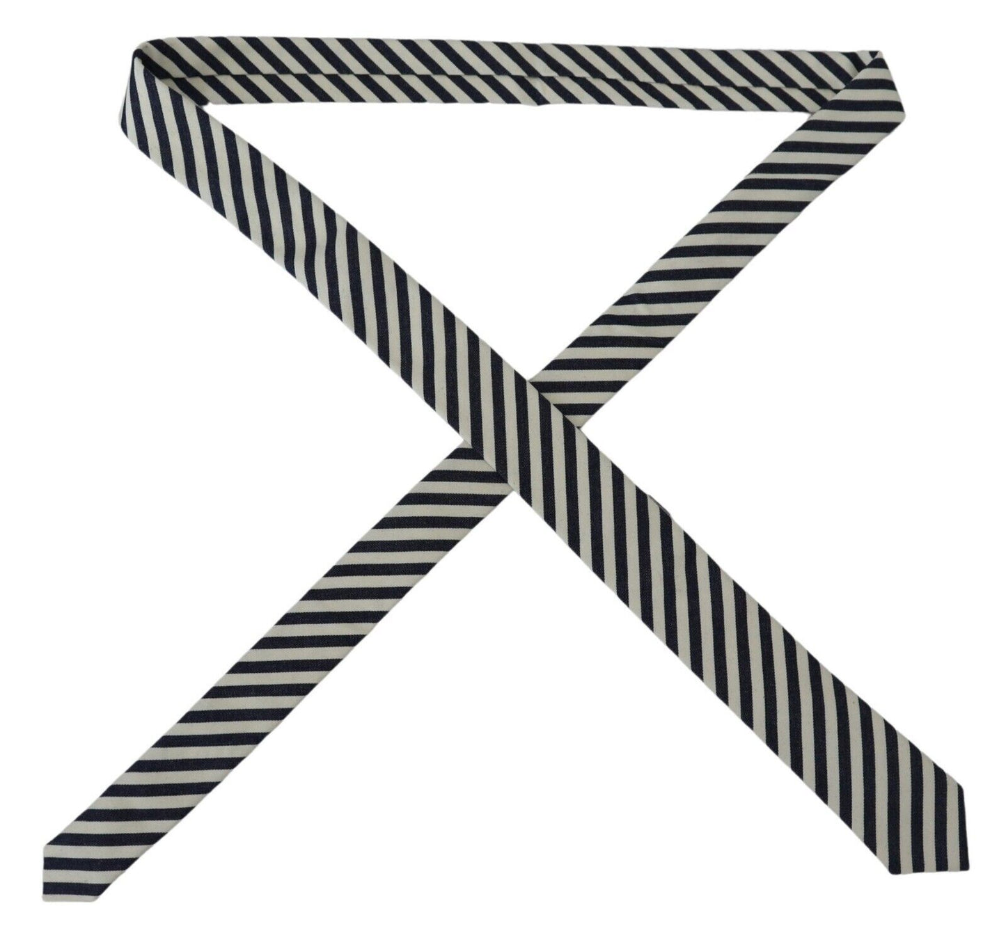 Denny Rose White Blue Striped Classic Adjustable Men Silk Tie