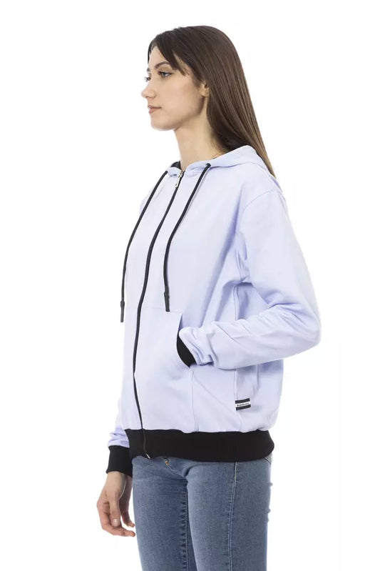Baldinini Trend Purple Cotton Women Sweater with Adjustable Hood