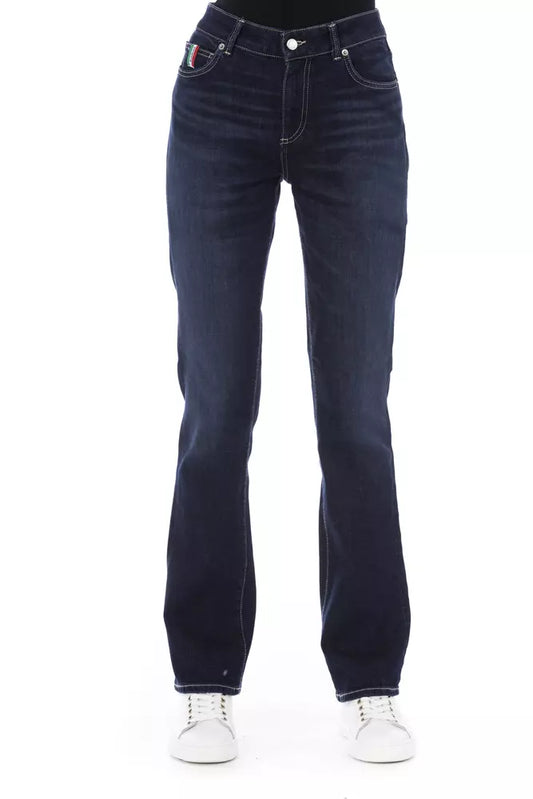 Baldinini Trend Blue Cotton Women Jeans with Tricolor Pocket Detail