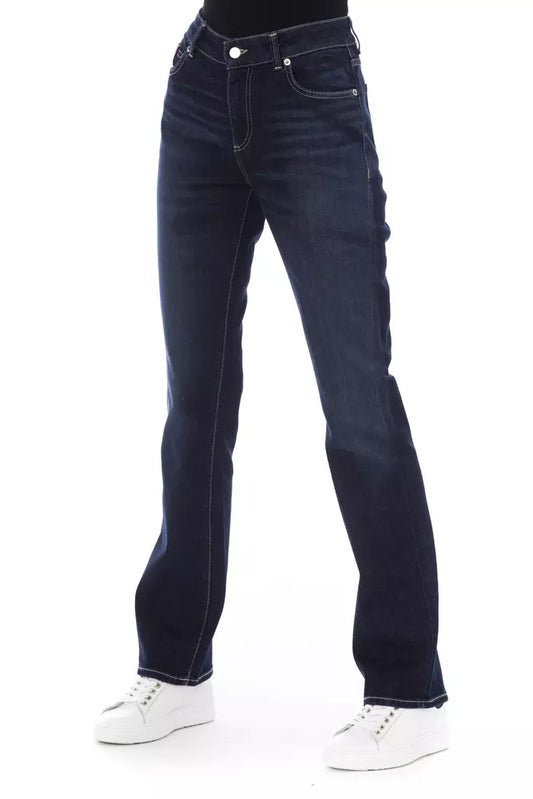Baldinini Trend Blue Cotton Women Jeans with Tricolor Pocket Detail