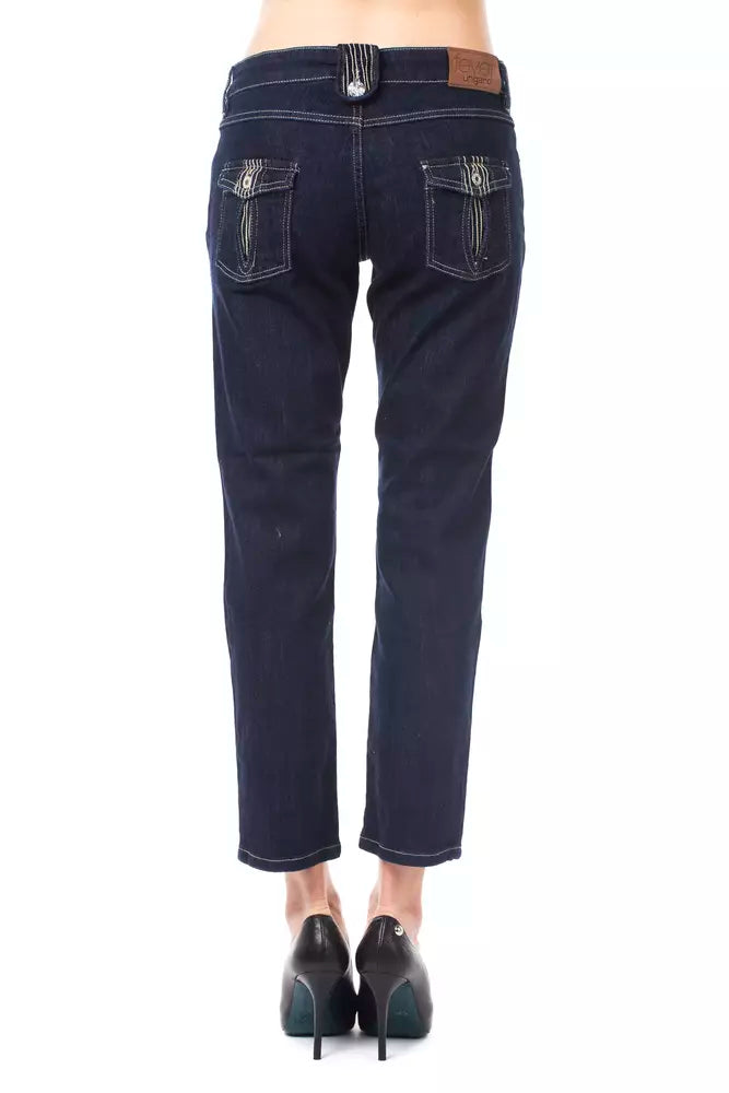 Ungaro Fever Blue Cotton Women Capri Jean