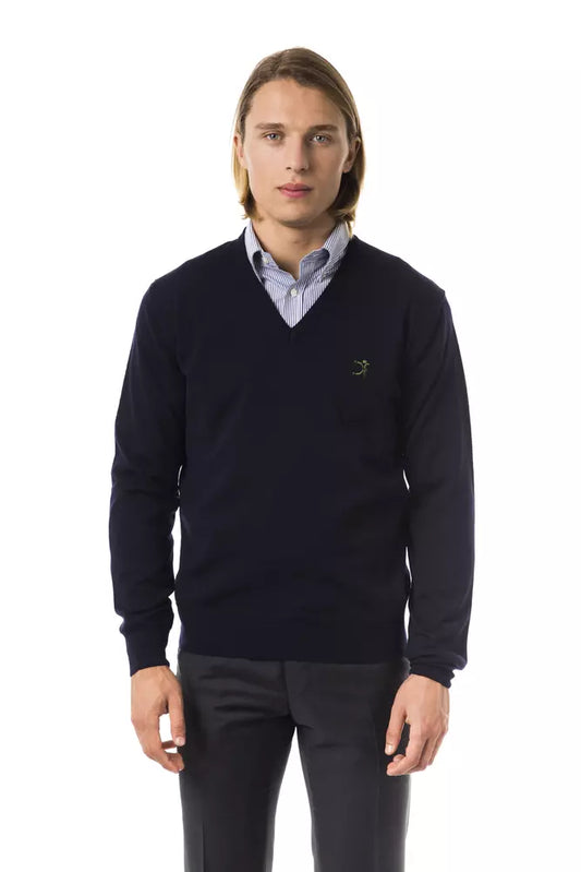 Uominitaliani Blue Merino Men Sweater