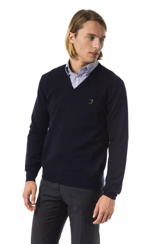 Uominitaliani Blue Merino Men Sweater