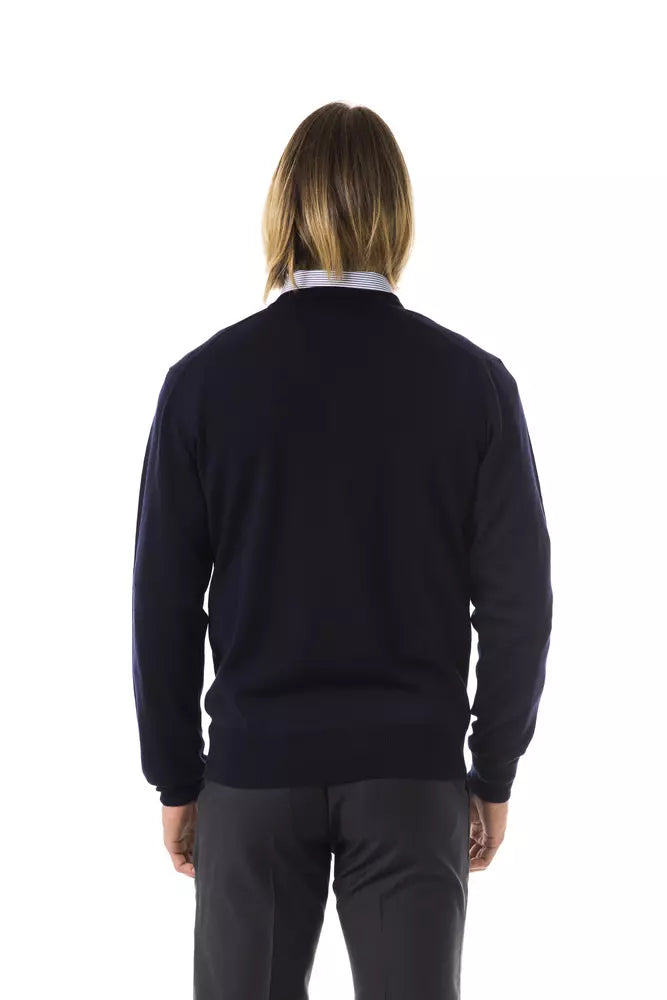 Uominitaliani Blue Merino Men Sweater