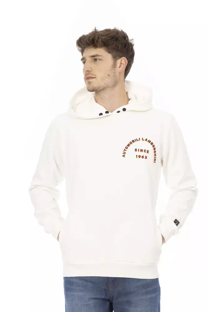 Automobili Lamborghini White Cotton Men Sweater with Pockets