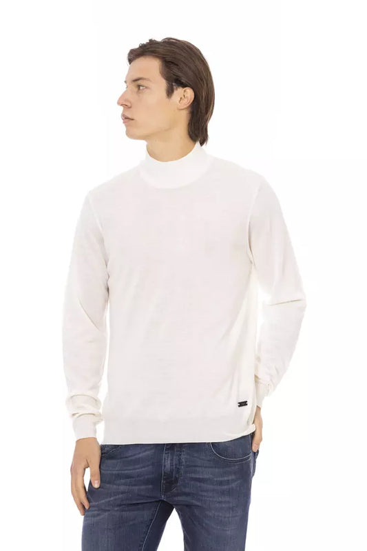 Baldinini Trend White Fabric Men Turtleneck Sweater