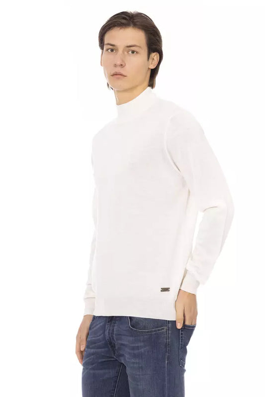 Baldinini Trend White Fabric Men Turtleneck Sweater