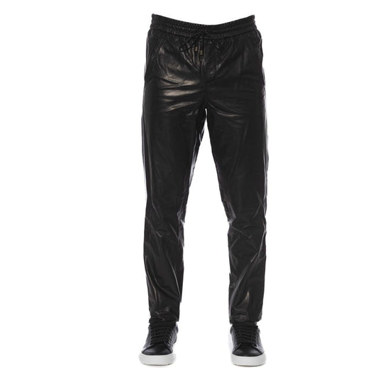 Trussardi Black Lamb Leather Men's Pant