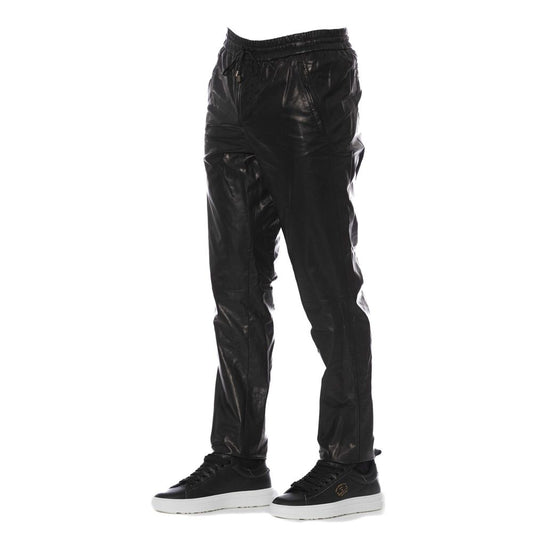 Trussardi Black Lamb Leather Men's Pant