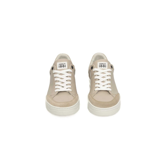 Cerruti 1881 Beige Leather Women Platform Sneaker