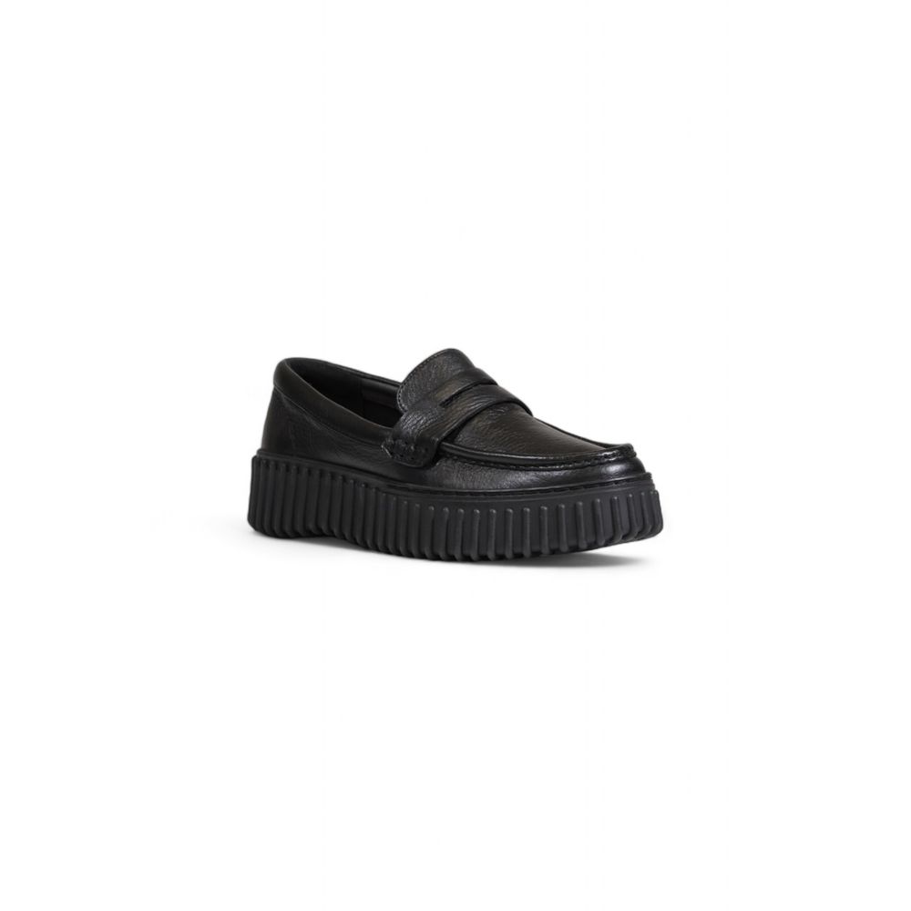 Clarks Black Leather Platform
