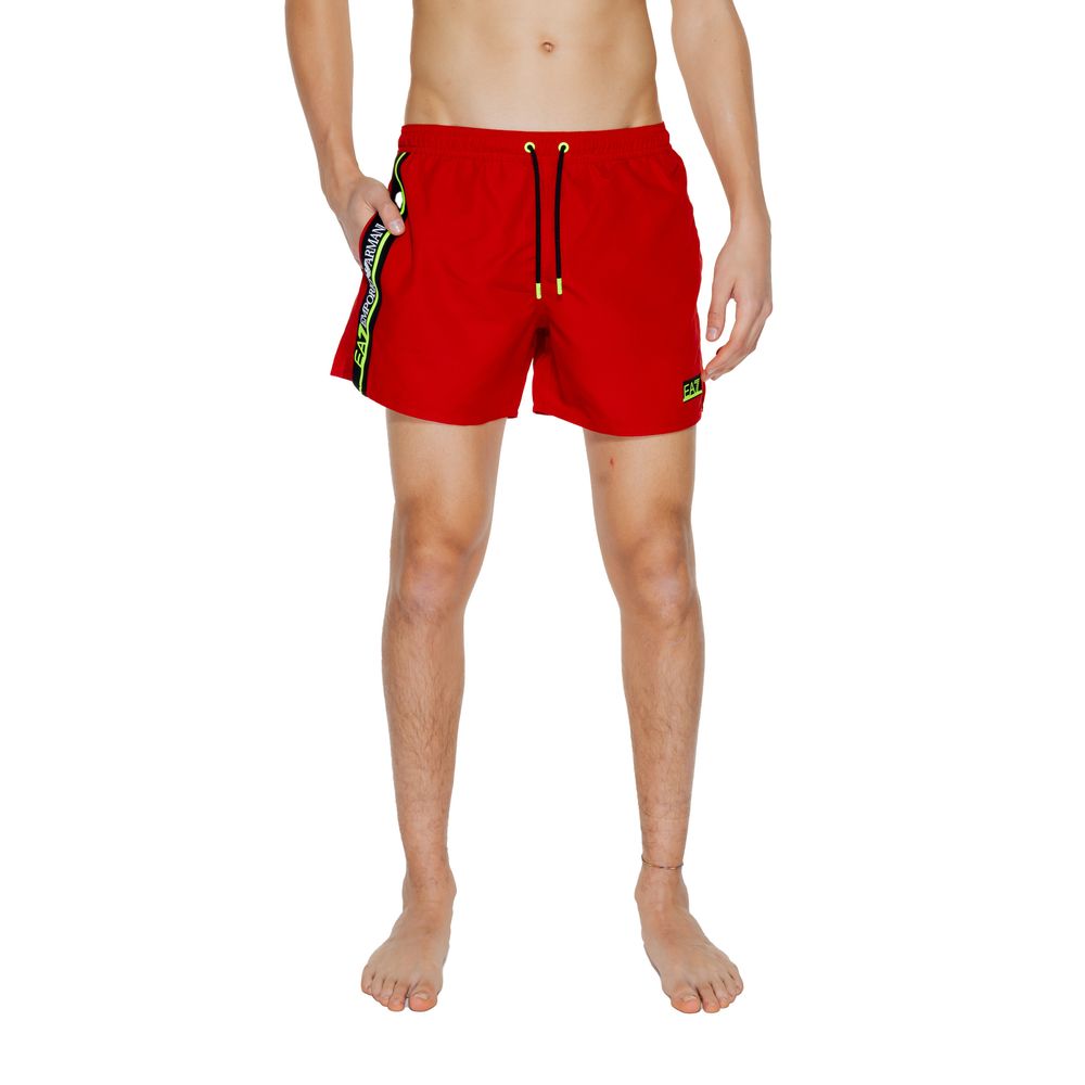 EA7 Emporio Armani Red Polyester Swim Short