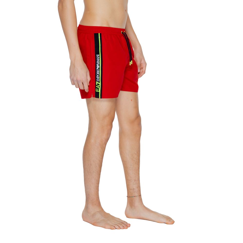 EA7 Emporio Armani Red Polyester Swim Short