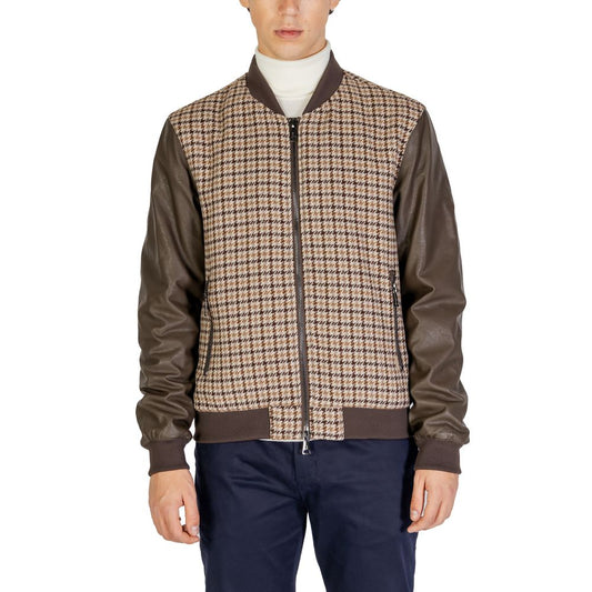 Gianni Lupo Brown Polyester Jackets & Coat