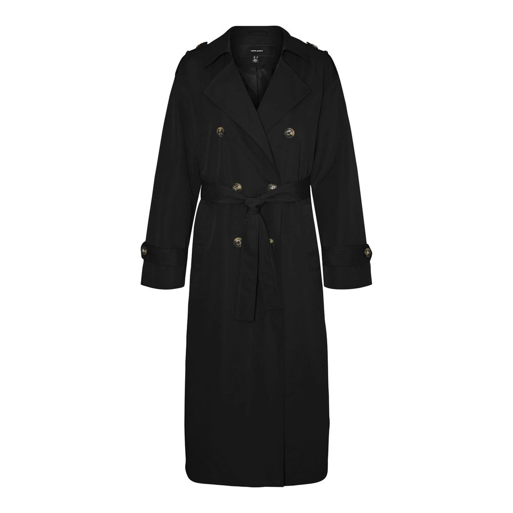 Vero Moda Black Polyester Trench Coat