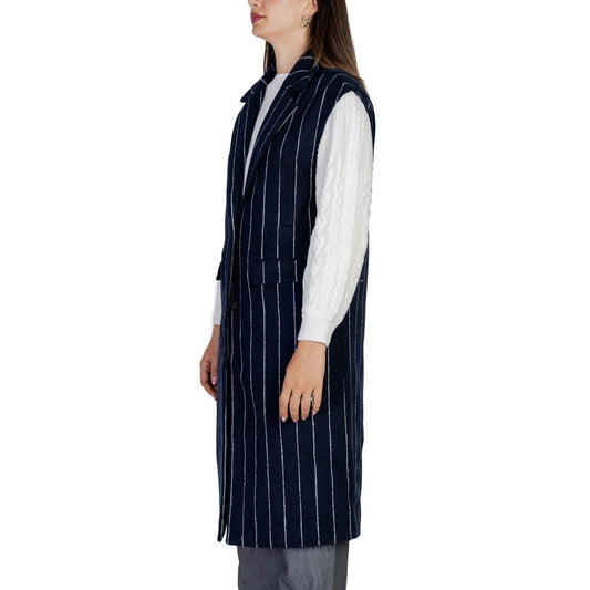 ICHI Blue Polyester Sleveless Jacket