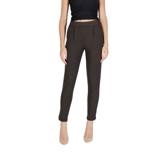 ICHI Brown Polyester Pant