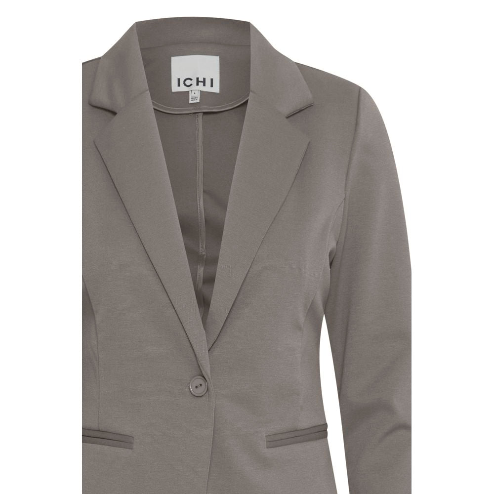 ICHI Gray Polyester Blazer